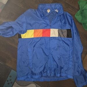 Ocean Pacific OP Rainbow Blue Color Block Windbreaker Jacket Vintage 80s Large